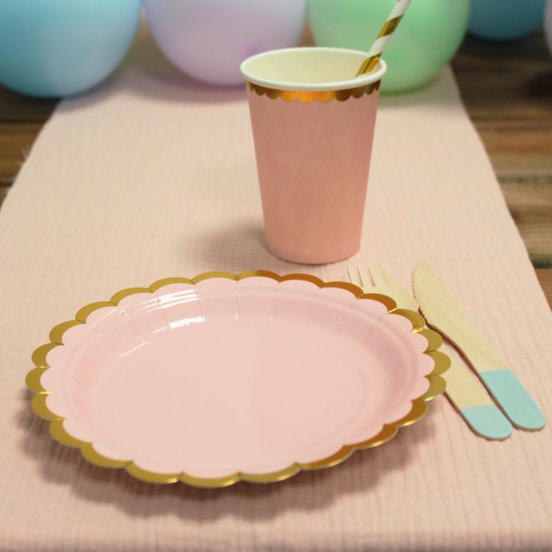 Assiettes jetables rose pâle par 6 Modern Confetti