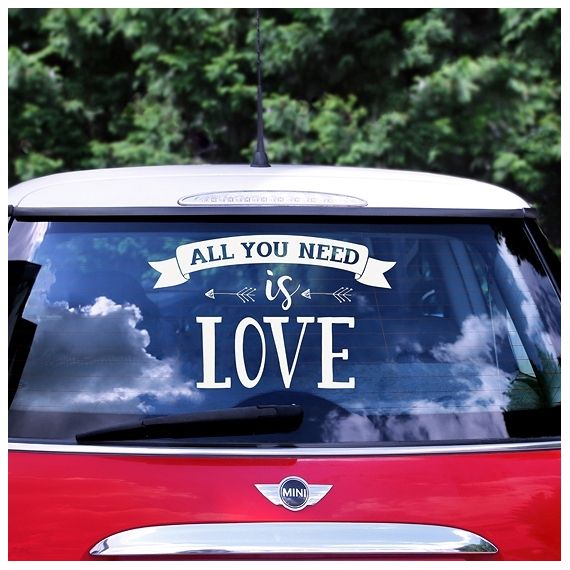 Sticker voiture mariage - All you need is Love - MODERN CONFETTI