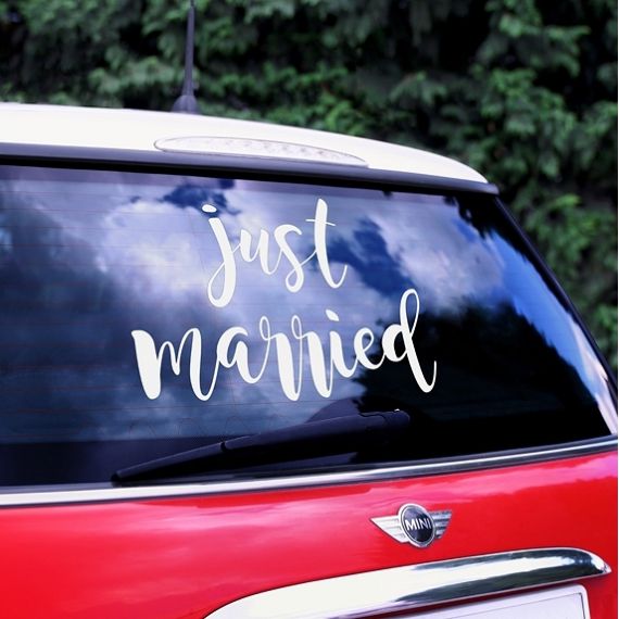 Sticker pour voiture Just married