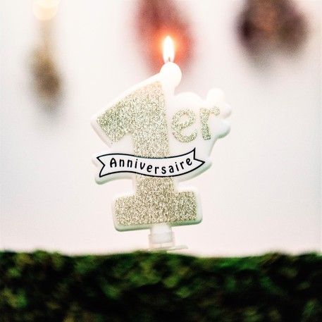 Bougie Anniversaire 1 An Or Modern Confetti