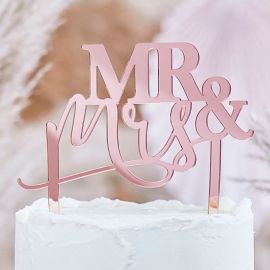 Cake topper grand format pour mariage romantique avec nom de