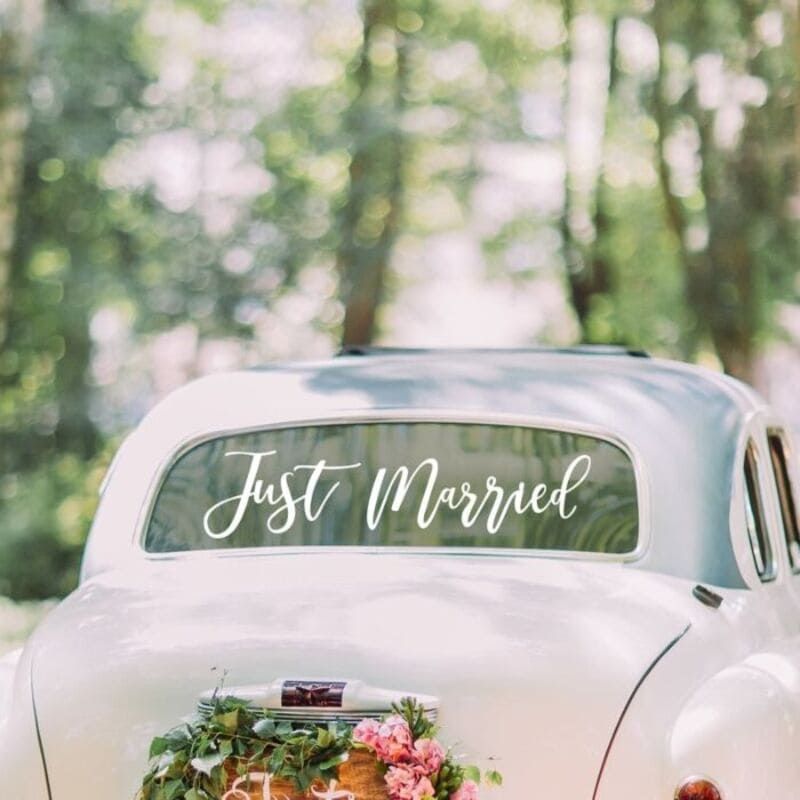 Sticker voiture mariage - Just married - MODERN CONFETTI