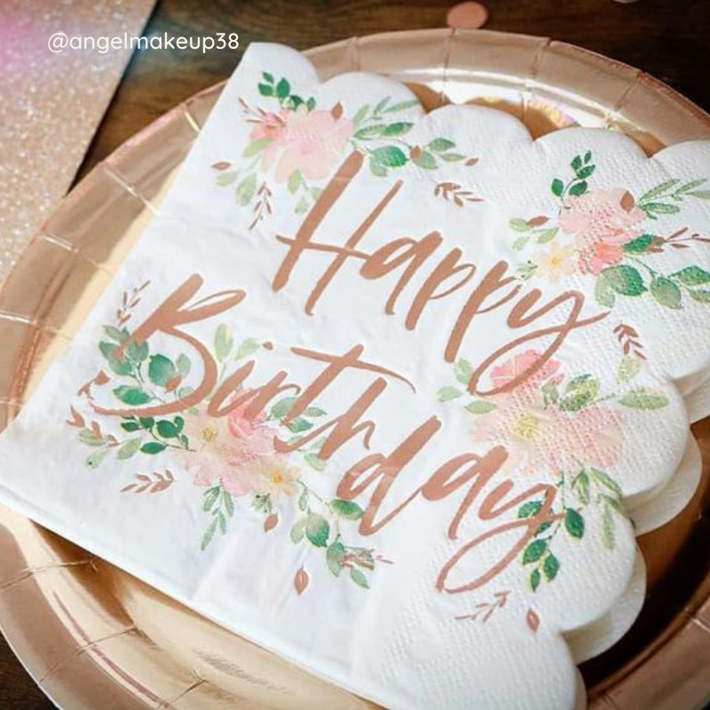 24 Serviettes de Table Joyeux anniversaire Rose Fuchsia - Coti