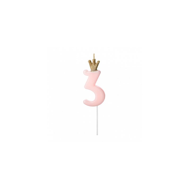 Bougie 1er anniversaire rose et dorée 10 x 8 cm - Vegaooparty