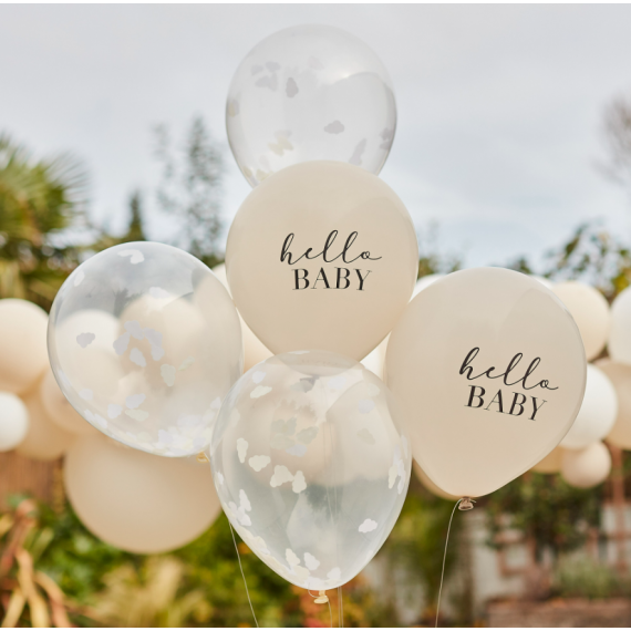 Ballons confettis baby shower nuages nude - MODERN CONFETTI
