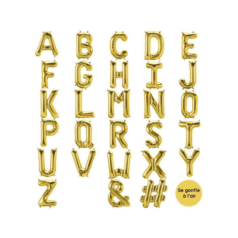 lettre B ballon métallisé dorée de 36 cm