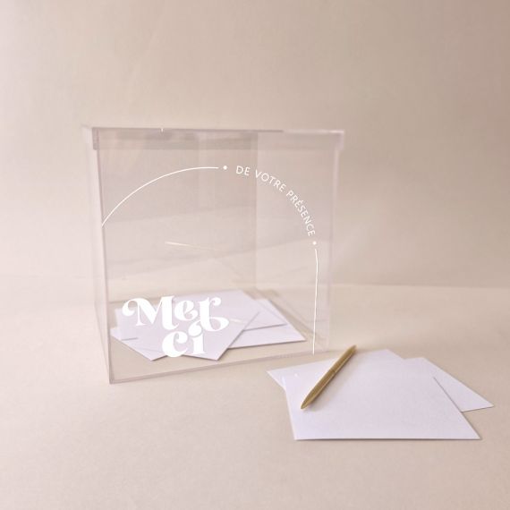 Urne mariage minimaliste transparente plexiglas - Curve