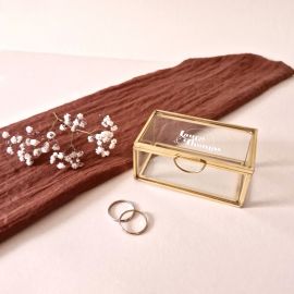 Boîte à alliances en verre et métal or mariage minimaliste - Curve