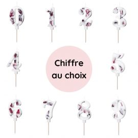 Bougie chiffre fleurs séchées